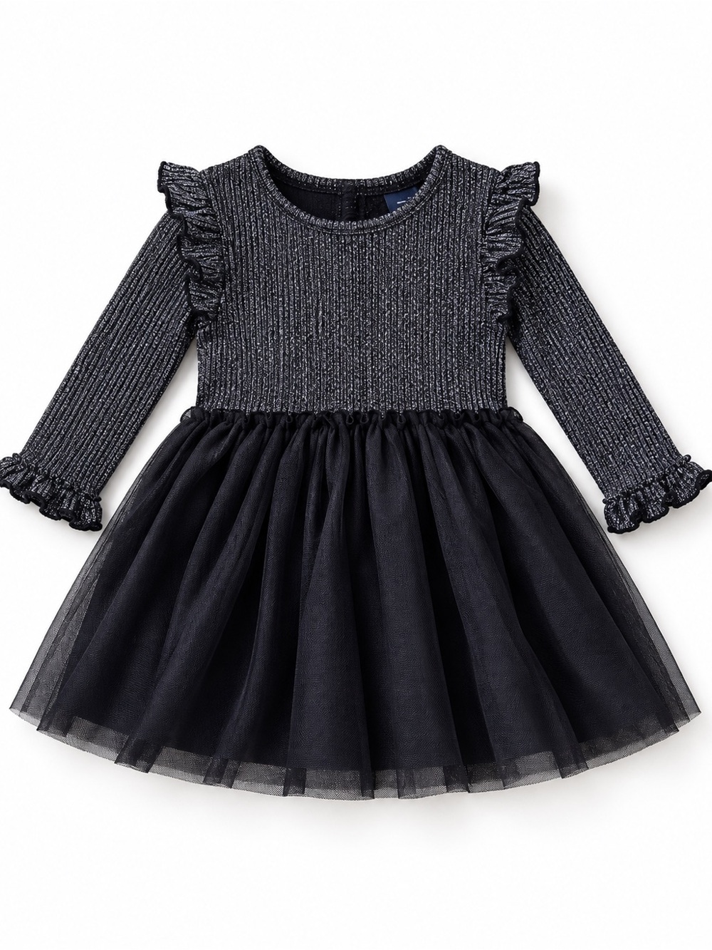 Baby Black Sparkle Knit & Tulle Dress - Brand